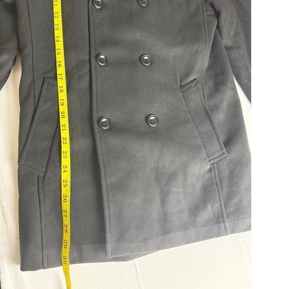 Chouyatou Men's Black Wool Blend Pea Coat - Size XS - Picture 6 of 10